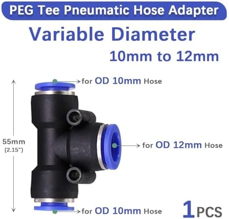 For Variable Diameter For Tee Hose Adapter Slip Lock For Pneumatic Tube Fittings For Quick Insert For DIY For Garden Irrigation For Connect Repair 1 Pcs/5 Pcs(PEG 10mm to 12mm,5 pcs) - Image 2