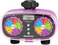 AQUASTAR Two-Zone Hose Watering Timer (Purple), Automatic Irrigation for Lawn, Garden, Yard, Two Outlets by EDEN