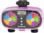 AQUASTAR Two-Zone Hose Watering Timer (Purple), Automatic Irrigation for Lawn, Garden, Yard, Two Outlets by EDEN