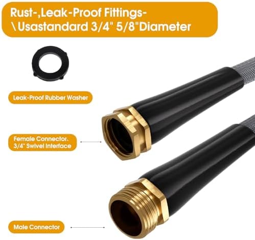 50 FT Garden Hose, Non-Expanding Water Hose, Ultra-Light & Flexible, Burst-Resistant, Kink-Free, High-Pressure Garden Hose All-Weather Use for Lawns, Gardens, and Outdoor Cleaning - Image 3