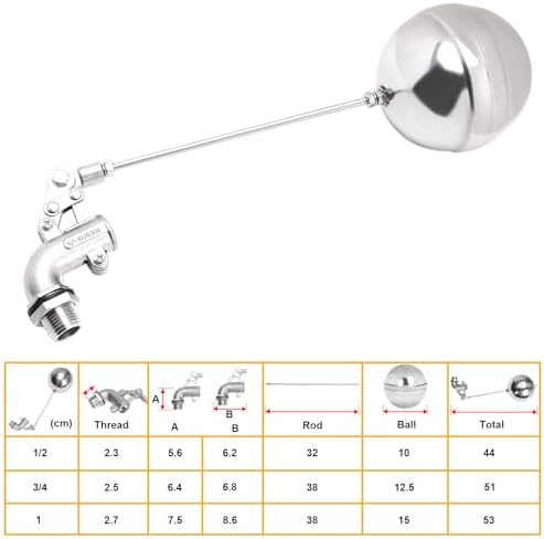 Adjustable Float Ball Valves - 1/2" NPT Male Thread Stainless Steel 304 Elbow Flow Control Float Valve for Automatic Water Level Control Tank Pond Water Tower - Image 4