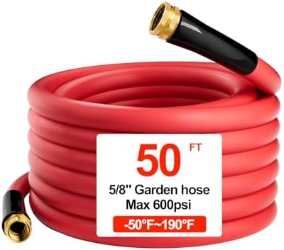 50ft x 5/8'' Hot/Cold Rubber Garden Water Hose, -50℉ to 190℉ by GLOSHOOTING