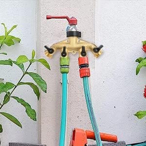 Hourleey Brass 4 Way Heavy Duty Garden Hose Splitter, Water Hose Splitter for 3/4" Hose Connector, Hose Faucet Splitter Hose Spigot Adapter 4 Valves with 4 Rubber Washers & Tape (Pack of 2) - Image 5