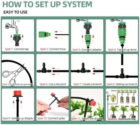 Garden Supplies 5-40M Drip Irrigation System Plant Watering Set Watering Kits Adjustable Drippers for Irrigation Micro Garden Watering System Irrigation Supplies(20 Meters) - Image 6