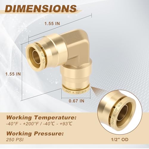 1/2" 90° Swivel Union Elbow, DOT Approved Air Line Connector 5PCS - Image 5