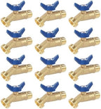 12 Pack Hose Bibb Brass Water Spigot, 1/2" Male NPT Inlet x 3/4" Male GHT Threaded Garden Hose Outlet Connector, 1/4-Turn Sillcock Hose Bibb Valve (1/2" x 3/4", Blue) by Ohiyoo