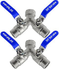 beduan Hose Splitter 2 Way Y Garden Water Ball Shut Off Valve 3/4 GHT 2PCS by Beduan