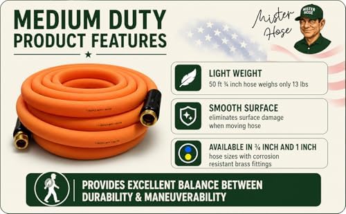 TurfCare 1 Inch 100 ft Medium Duty Commercial Garden Hose, All-Purpose Water Hose for Golf Course & Landscaping, Vibrant Orange - Image 5