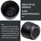 MyGift 7 Inch Black Ceramic Sunburst Planter Pot with Attached Saucer - Image 5