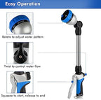 RESTMO Garden Hose Nozzle, Metal Watering Wand, Heavy Duty Garden Hose Wand with 180° Swivel Ratcheting Head, 16'' Hose Nozzle Sprayer with 7 Spray Patterns and Flow Control - Image 7