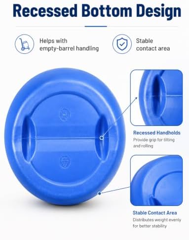 Plastic Drum with Lid and Metal Clamp Ring, Wide Mouth Water Storage Barrel - Image 4