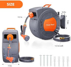 Garden Hose Reel, 1/2 In x 72 Ft Retractable Garden Hose, Water Hose Reel With 9 Function Sprayer Nozzle, Automatic Rewind, 180° Swivel Wall Mount, and Any Length Lock - Image 5