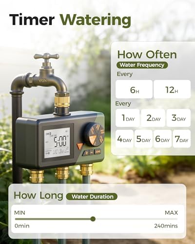 Brass Sprinkler Timer 3 Zone, Diivoo Water Hose Timer 3 Outlet for Garden, Programmable Automatic Irrigation with Rain Delay and Manual/Auto Mode Watering for Lawn, Yard, Pool - Image 5