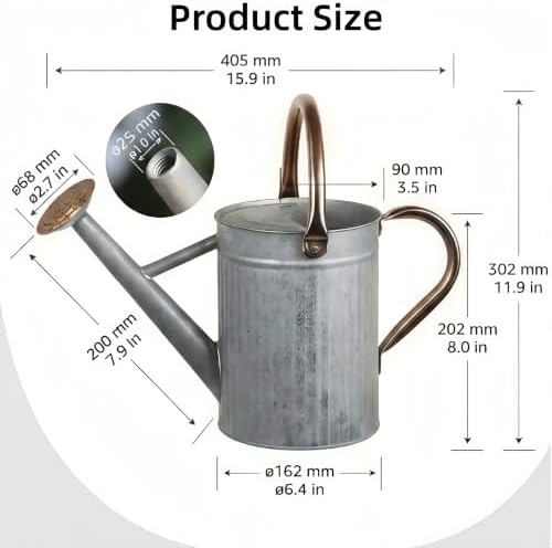 1 Gallon Galvanized Watering Can Outdoor, Large Garden Plant Watering Can - Image 2