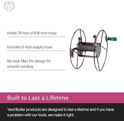 Yard Butler Wall Mounted Swivel Hose Reel, 90°, 75ft - Leakproof Hose Storage Solution - Durable Powder Coated Steel Construction - Rust Resistant Outdoor Watering Accessory - Tangle-Free Operation - Image 4
