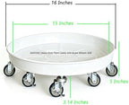 Heavy Duty Plant Caddy(430lbs Capacity), Rolling Metal Plant Stand with Brake Wheels Plant Dolly Planter Mover Plant Pot Tray Saucer for Indoor Outdoor 16 Inches White 2Pack - Image 2