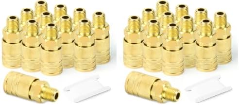 GASHER 12PCS 1/4-Inch Male Industrial Coupler,1/4 Inch NPT Male Threads Size, Quick Connect Air Coupler (Pack of 2) by GASHER