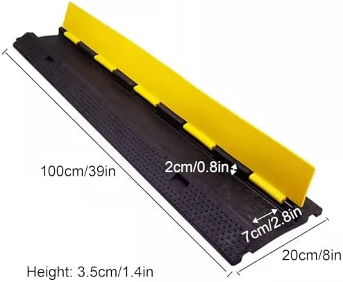 Cable Protector Ramp, Hose Protector Ramp with Flip-Open Top Cover, Modular Cable Ramps Rubber and Plastic, 1102 Lbs Load Capacity(100 * 20 * 3.5cm/39 * 8 * 1.4in) - Image 2
