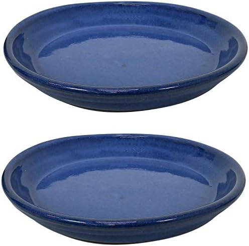 Sunnydaze 9" Ceramic Plant Saucers for Planters, 2pk, Imperial Blue by SunnydazeDecor