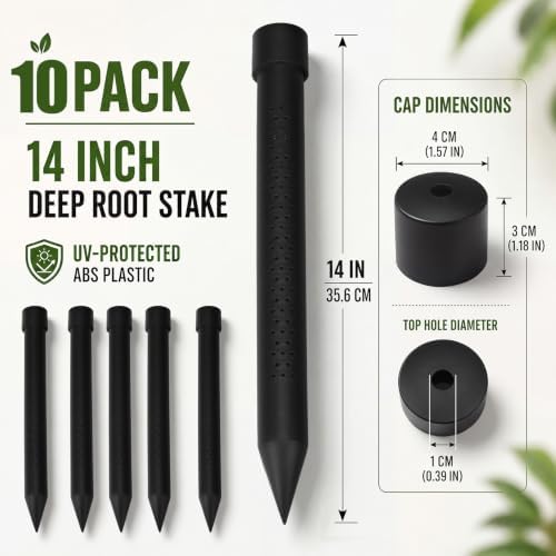 Junkin 10 Pack 14 Inch Large Deep Root Watering Stake, Black 10 - Image 2
