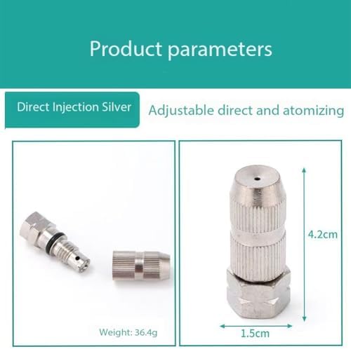 High Pressure Nozzle Brass Water Pipe Nozzle for Garden Hoses | Adjustable Features | Fits Standard Hoses, Garden Sprayers, Nozzles Directly Spray Silver 5pc - Image 2