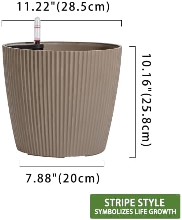 Dexceder 11x10 Self Watering Planters Indoor (2 Pack, Taupe) - Image 2