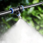 Metal Misting Nozzle Tee with Built in Hose, Sprayer for Outdoor Cooling by Unknown