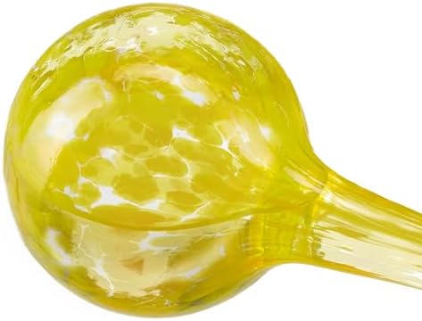 Relaxdays Set of 4 Glass Watering Globes, H x D: 15 x 6 cm, Watering Balls for Plants, Watering Aid Holiday, Yellow - Image 6
