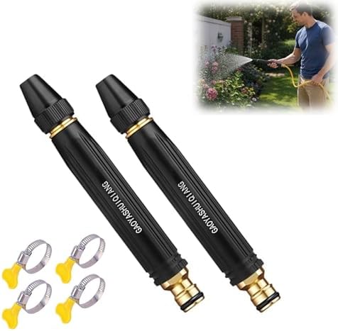 2026 Upgraded High Pressure Hose Nozzle, High Pressure Jet Sweeper Spray Nozzle with Leak-Proof Design, Adjustable Metal Garden Hose Sprayer for Car Wash, Lawn, Patio Cleaning (2 Pack) by Unknown