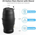 45 Gallon Rain Barrel with Stand for Gutter Rainwater Collection, BPA-Free Water Storage Barrel with Mesh Screen, Spigot and Overflow Valve for Garden Watering and Outdoor Use - Image 3