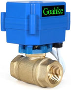 1" Motorized Ball Valve Brass Standard Port, 9-24V AC/DC 2-Wire Auto Return by Goahke