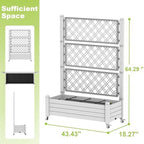 Elevated Raised Garden Bed with Trellis,Outdoor Large Resin Patio Planter Box Stand Divisible with Drain Plug,Water Monitor for Plants Vegetables Flowers Fruits (Ashen, 43.43 * 18.27 * 64.29) - Image 7