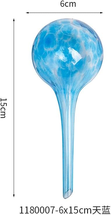 Aqua Hand Blown Glass Water Bulbs Plant Flower Watering Globes Cans Glass Ball for Home Decor (1, Light Blue) - Image 2