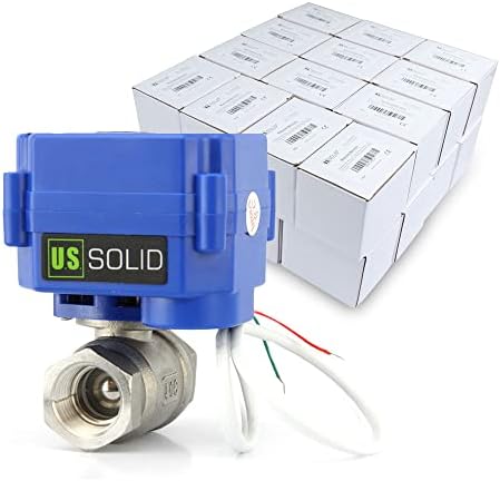 U.S. Solid Motorized Ball Valve- 1/2" NSF Certified 304SS Ball Valve with Full Port, 9-24V AC/DC and 2 Wire Auto Return Setup (25 Packs) by USSolid