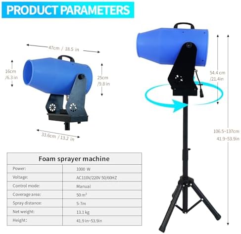 Foam Machine for Party with Fully Automatic Head Swing, Party Foam Machine with Adjustable Height, Foam Cannon for Garden, Pool, Indoor, Birthdays, Celebrations, and Backyard Events - Image 6