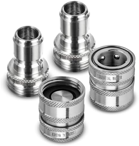 ESSENTIAL WASHER 3/4 Stainless Steel Garden Hose Check Valve | 2 Pack With 2 Quick Connect Plug Set by EssentialWasher
