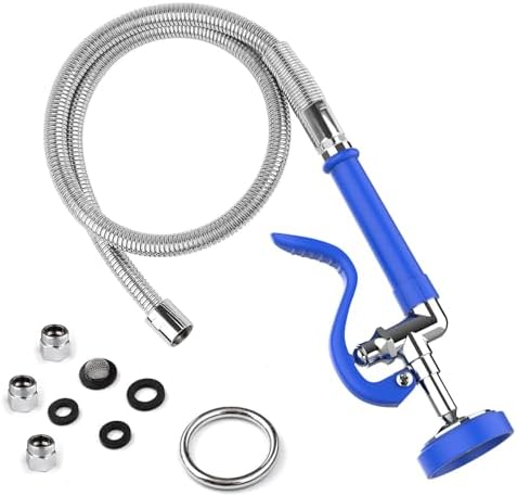 MSTJRY Spray Valve with 45" Pre Rinse Hose, Commercial Sink Sprayer Pre Rinse Sprayer with Flexible Stainless Steel Hose Assembly for Commercial Kitchen Faucets(Blue, with 3 adapters) by MSTJRY