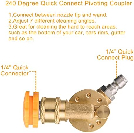 FIXFANS Pressure Washer Pivoting Coupler, Pressure Washer Hose Reel With Hose 3/8" X 50 FT - Image 2