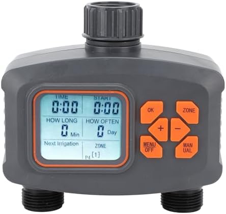 2 Zone Sprinkler Timer, 2 Outlet Hose Watering Timer with Rain Sensor Automatic Irrigation Controller with G3/4 Male to G1/2 Female Adapter for Lawn Garden Courtyard - Image 4