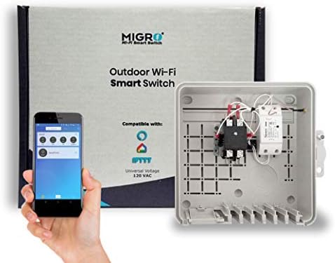 Migro WiFi Pool Pump Timer, Water Heater Timer, Outdoor Switch Timer for Pool Pump Outlet Box, Wireless 50A Resistive 240 Volt Timer 40A 5HP Pump Control, Compatible with Smart Phone. by Migro