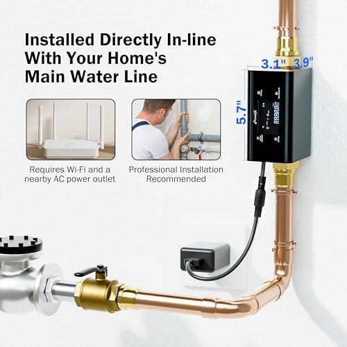 Frizzlife LP365-P Smart Water Monitor and Automatic Shutoff - 0.01 GPM Ultrasonic Micro Leak Detection, Wi-Fi / APP Control, Pressure+Flow Monitoring, 24/7 Water Usage Reports, Fits 1.25" and 1" - Image 6