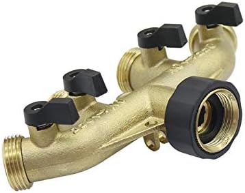 Garden Plumbing Adapter 3/4" Threaded Brass American/European Valved Four-Way Distributor Garden Irrigation Watering Fitting Faucet Connector (Color : American Standard) - Image 5