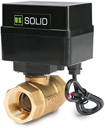 U.S. Solid Motorized Ball Valve- 3/4" Brass Ball Valve with Full Port, 9-36V AC/DC, 2 Wire Auto Return Setup, Normally Open (N/O) by USSolid