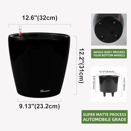 Dexceder 13x12 Self Watering Planter with Wheels (Black Matte) - Image 3