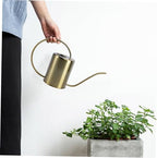 Stainless Steel Watering Can with Long Spout Rust-Resistant Simple Watering Kettle for Indoor and Outdoor Plants in Classic Golden Color for Garden and Home Use - Image 5