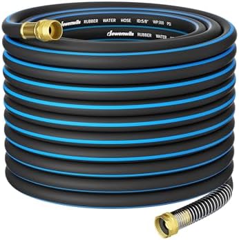 DEWENWILS 5/8" x 75FT Heavy Duty Garden Hose, 300psi Working & 1000psi Burst, Solid Brass 3/4" GHT Fittings, Hot/Cold Water, 5 Layer Construction, Rubber Water Hose for Yard, Garden, Lawn by DEWENWILS