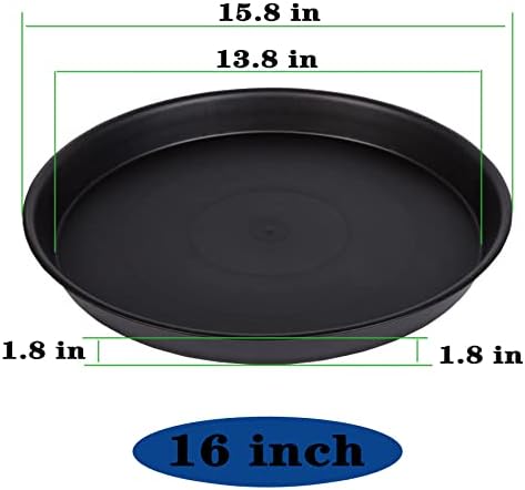 4 Pack of 16 inch Plant Saucer (13.5" Base), Heavy Duty Plastic Plant Tray for Pots, Flower Water Trays for Indoors, Bird Bath Bowls, Plant Drip Saucers for Planter 14"/15"/16" (Black) - Image 3