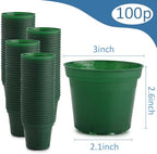 RooTrimmer 100 Pack 3inch Nursey Pots and 2 Pack Plant Trays Set, - Image 3