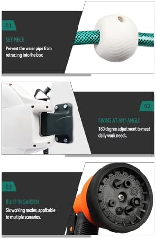 10m/20m Automatic Retractable Hose Reel, Wall Mounted Hose Reel, with 6-Mode Water Spray Gun, 180° Swivel, for Car Washing, Yard Cleaning & Pet Bathing - Image 6