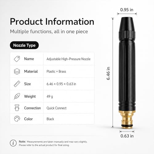Timnamy High Pressure Water Nozzle, Powerful Home Sprayer with Adjustable Spray Patterns for Car Washing, Lawn & Garden Watering, Durable Metal Spray Nozzle (2) - Image 4